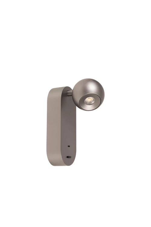 Lucide MONTANA - Wall light - LED - CCT - 1x6,3W 2700K/4000K - With USB charging point - Grey iron | Premium - turned off